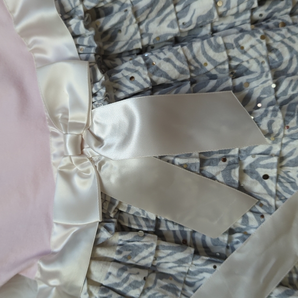 BONNIE BABY | Baby Girls Tiered Ruffle Party Dress with White Satin Ribbon, 12M - Picture 3 of 5